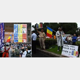 １２万人国会前デモでも三色旗が（Ｃ）日刊ゲンダイ