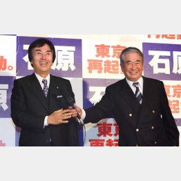長男・伸晃氏(左)とも税金で会食(C)日刊ゲンダイ
