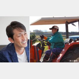 右は3年前に実家に戻った時。すっかり農家の長男の顔に