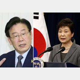李在明氏の過激SNSを若者が支持(右は朴大統領=ロイター)