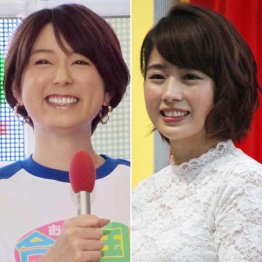 フジ・秋元優里アナ(左)とテレ朝・田中萌アナ