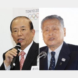 森喜朗五輪組織委会長(右)と武藤敏郎事務総長