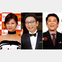 左から西内まりや、古舘伊知郎、坂上忍
